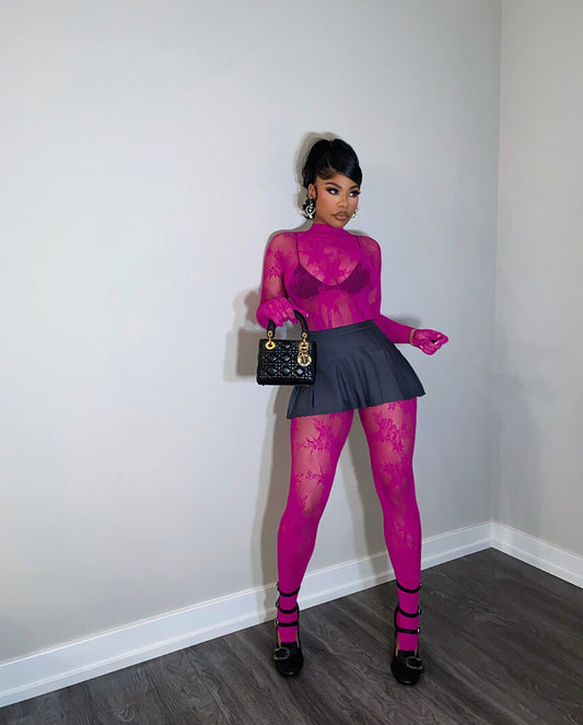 Pink Lace Me Jumpsuit