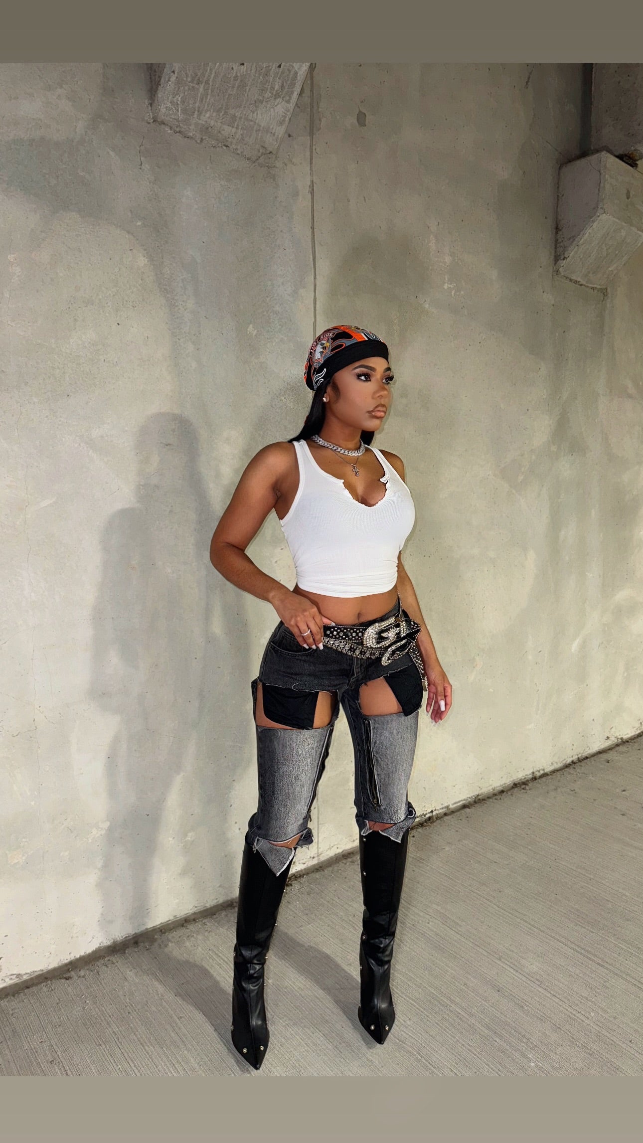 Skinny Biker Distressed Jeans