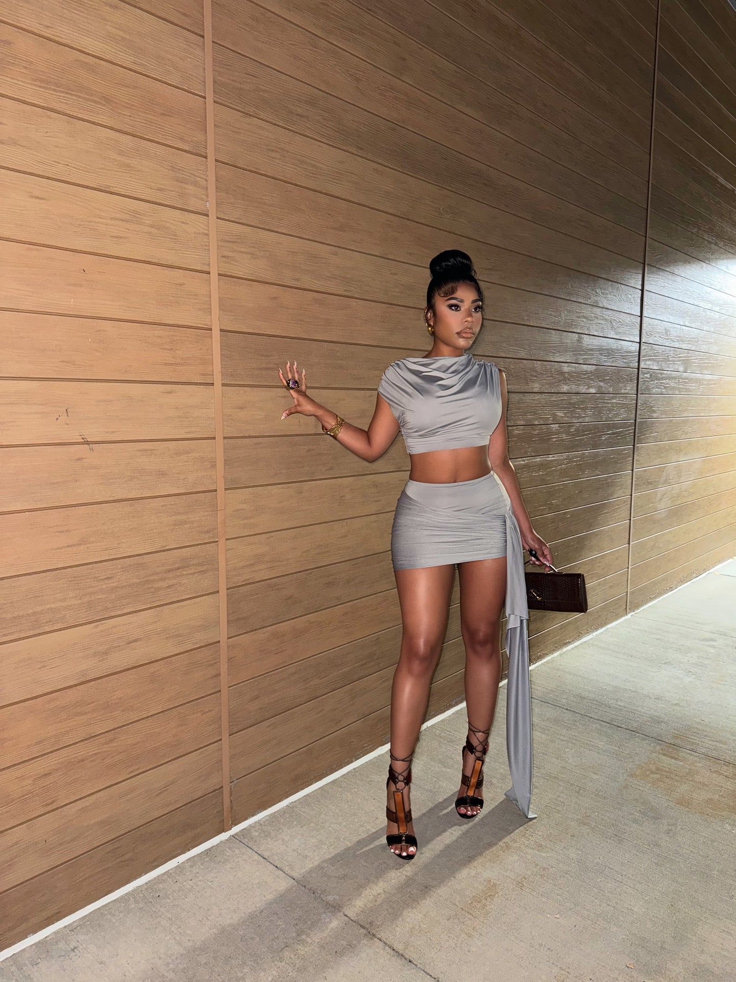 Aniya Gray Skirt Set