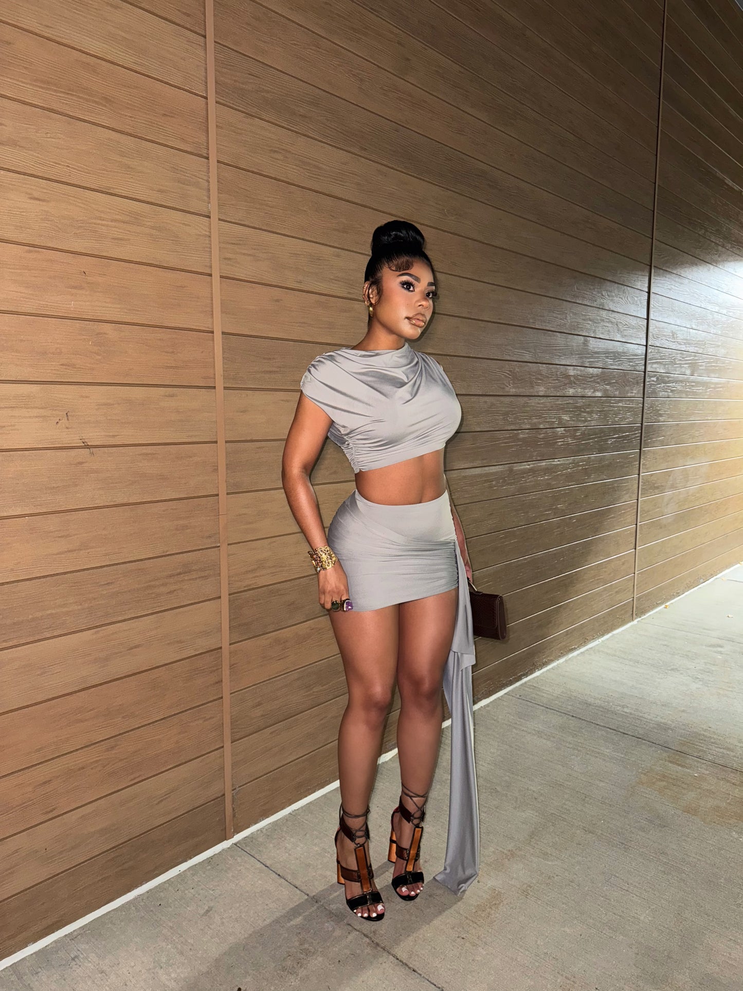 Aniya Gray Skirt Set