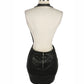 Deep Plunge PU Leather Mini Dress