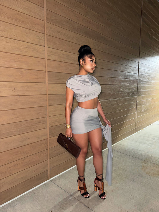 Aniya Gray Skirt Set
