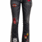 Blk Vintage Studded Denim