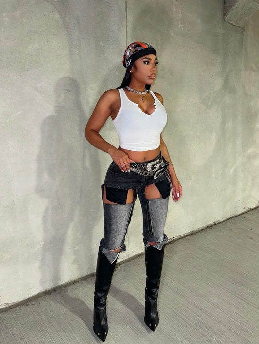 Skinny Biker Distressed Jeans