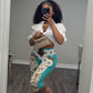 Pre-Order 8/15 Aqua Cowhide Capri